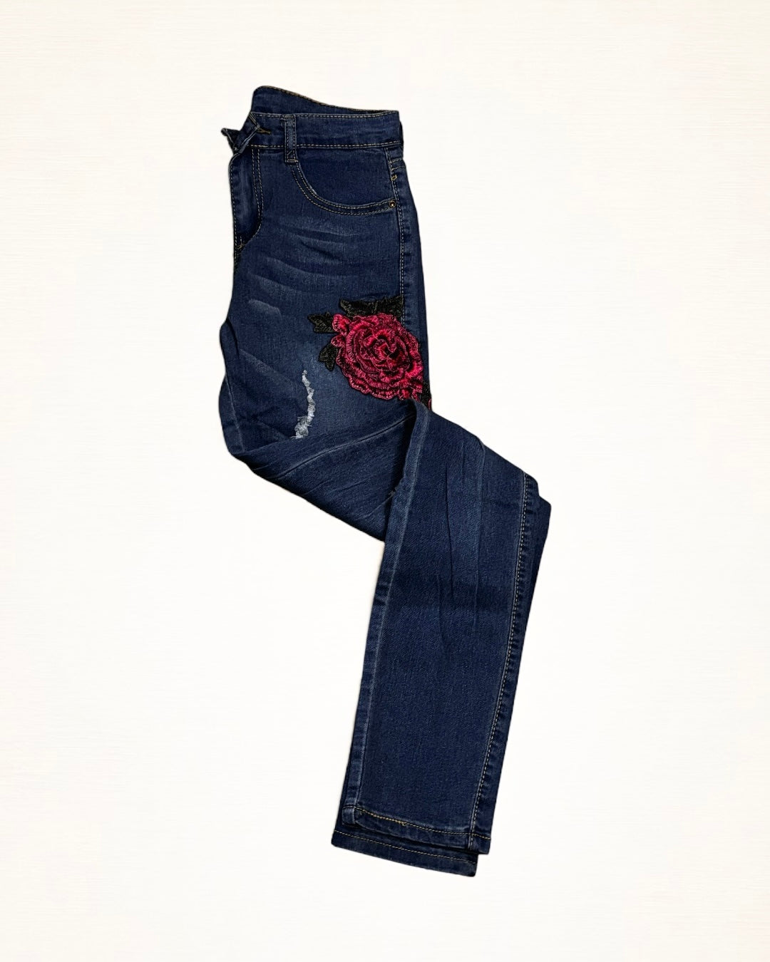 Rose Print Women Blue Jeans