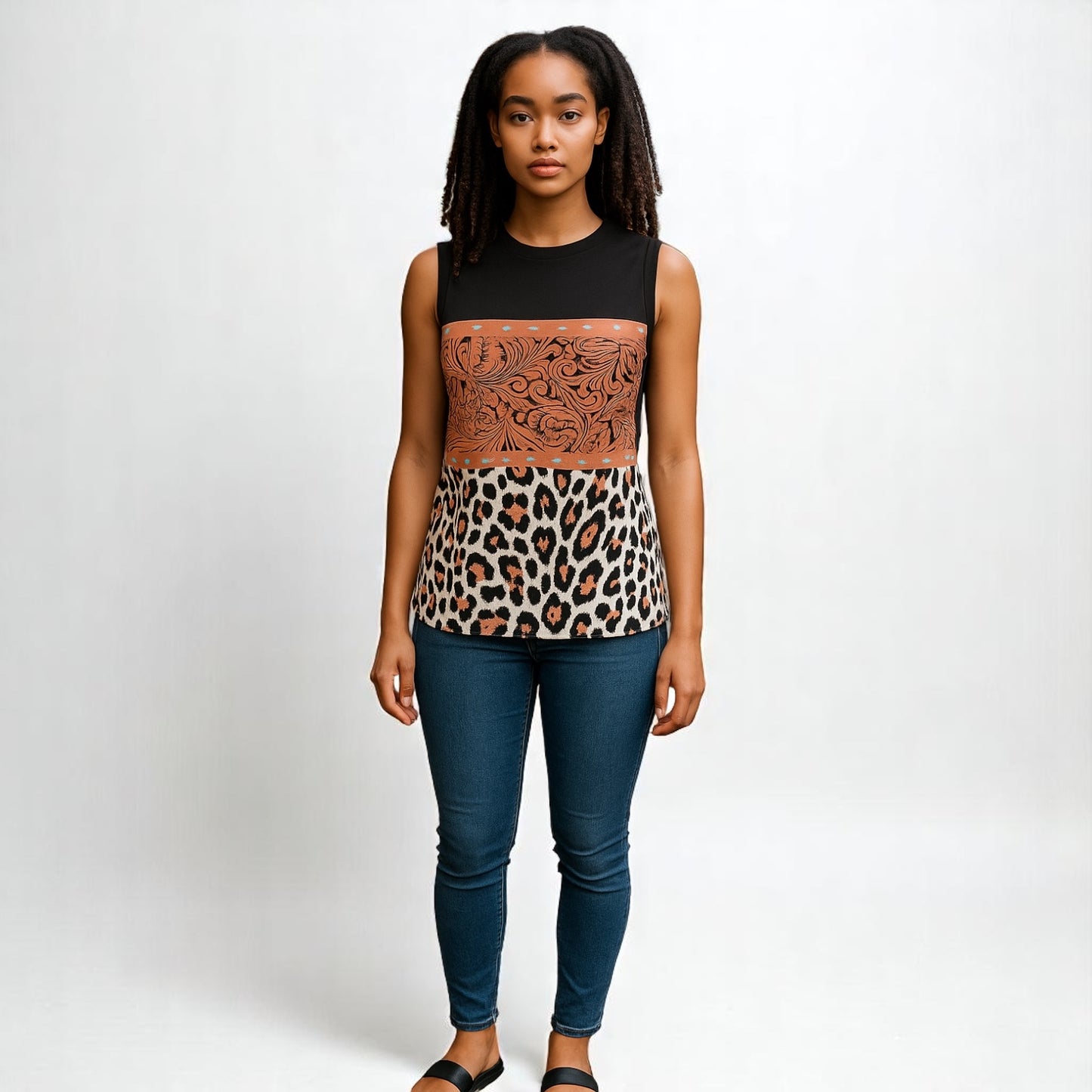 Leopard Multi Color-Block T-shirt