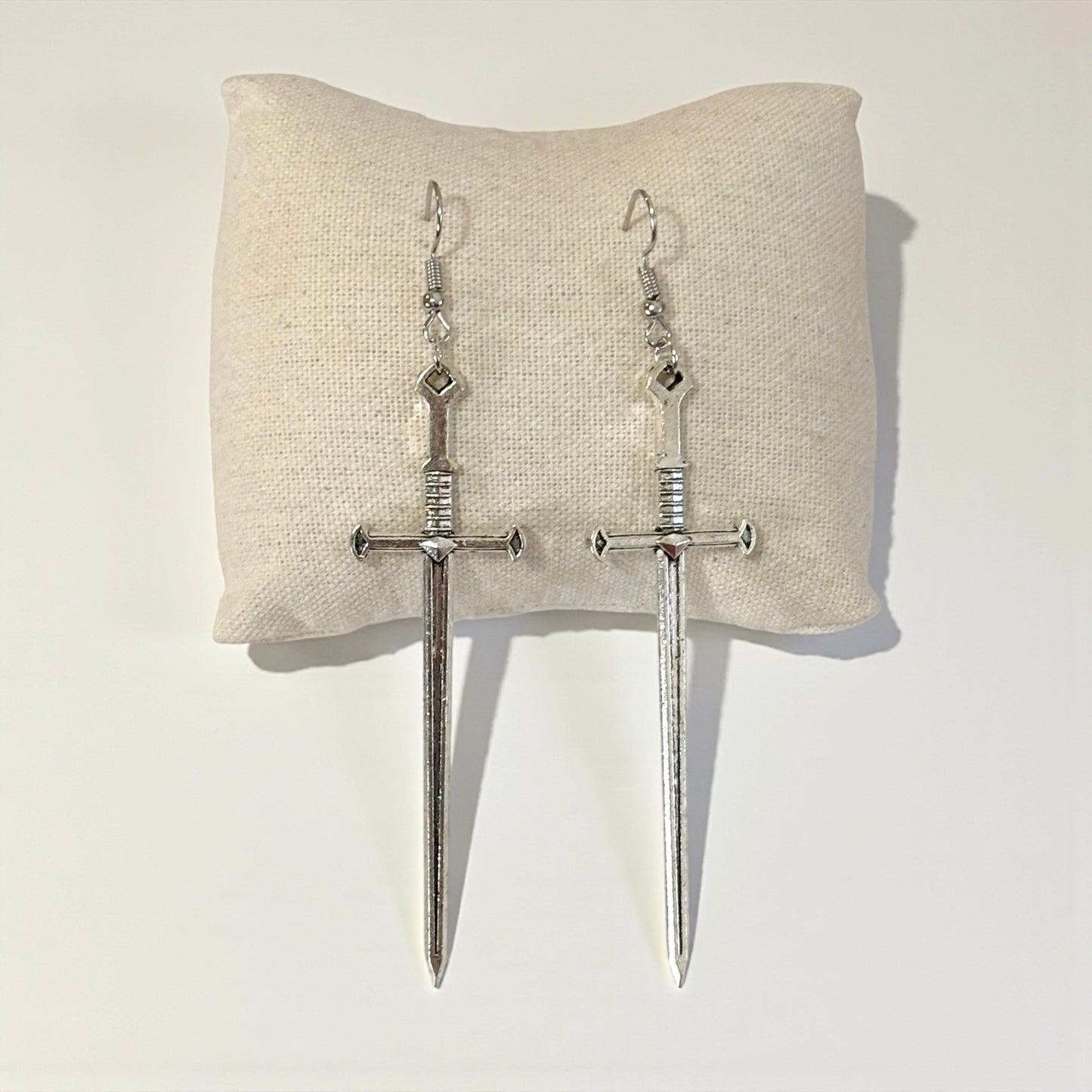 Punk Sword Hook Silver Earrings