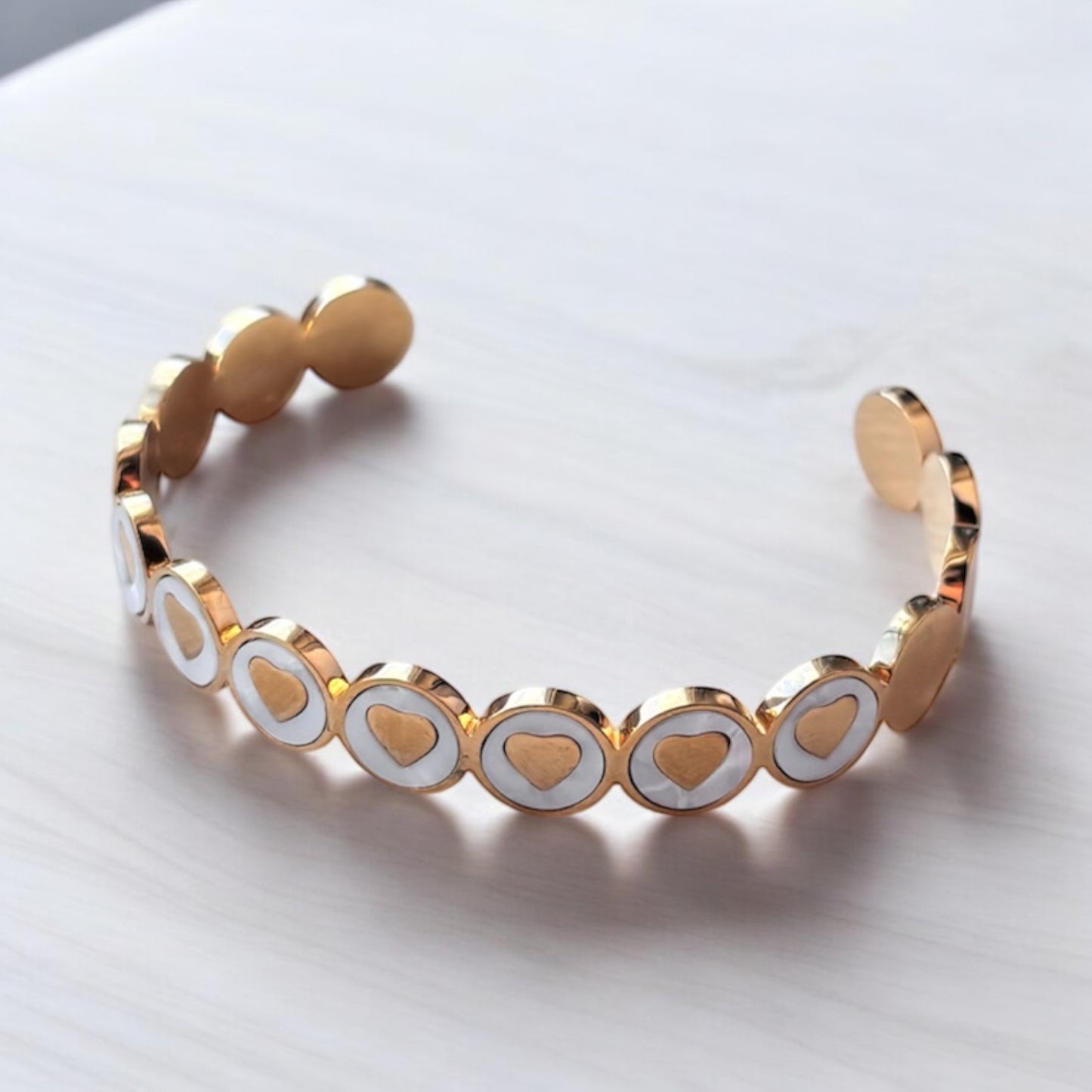 Gold Hearts Stainless Steel Cuff