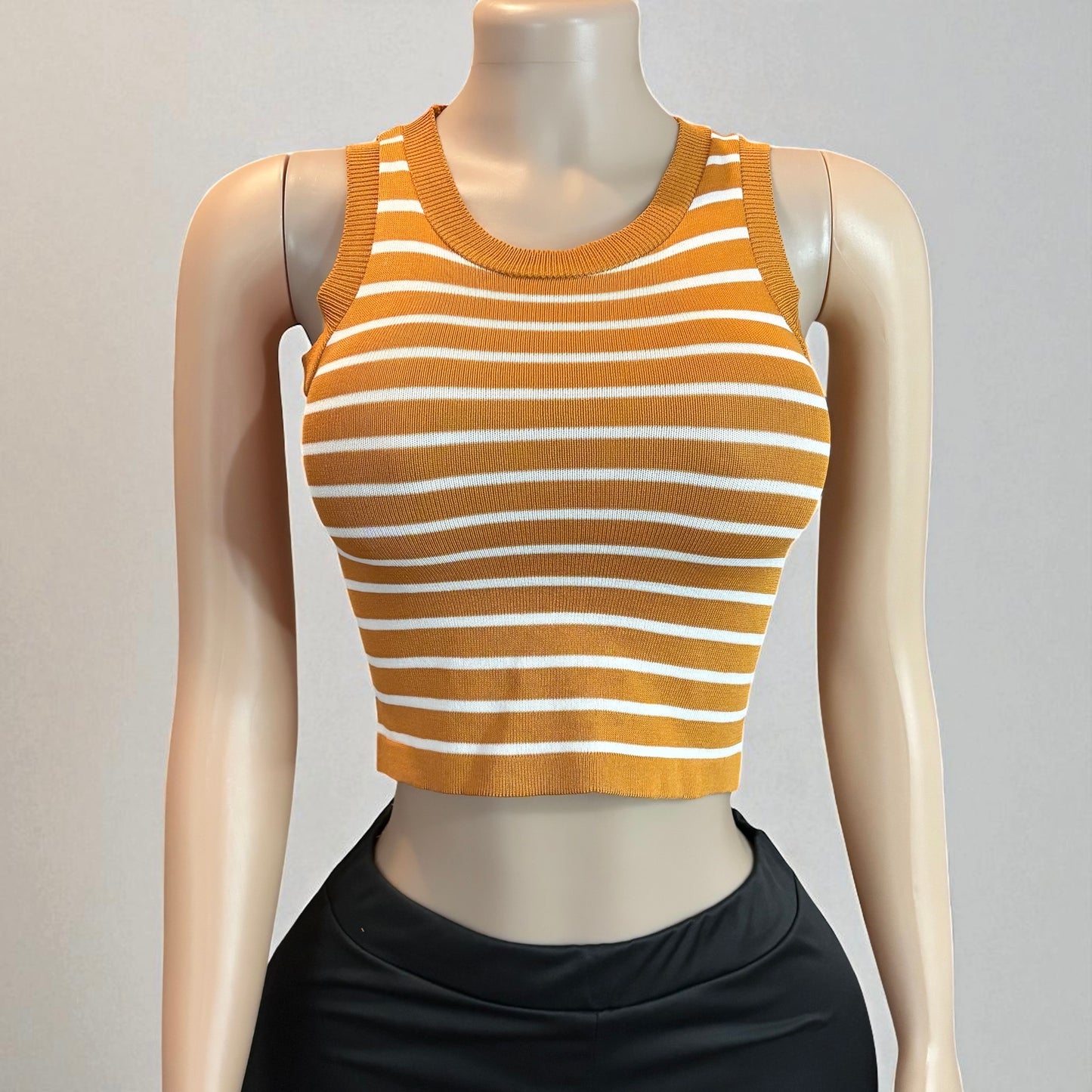 Striped Sleeveless Knitted Base Shirt
