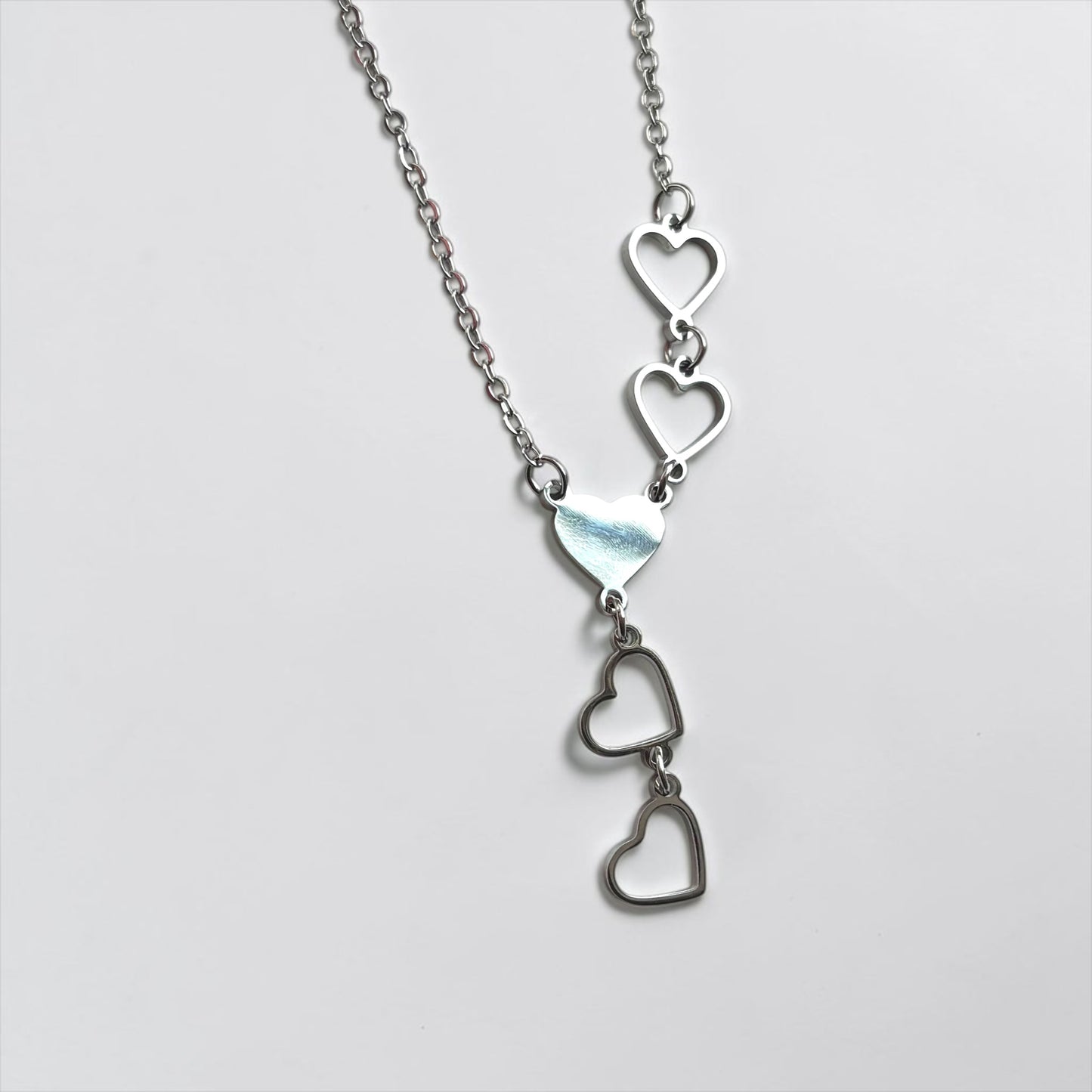 Hearts Silver Pendant Charm Necklace
