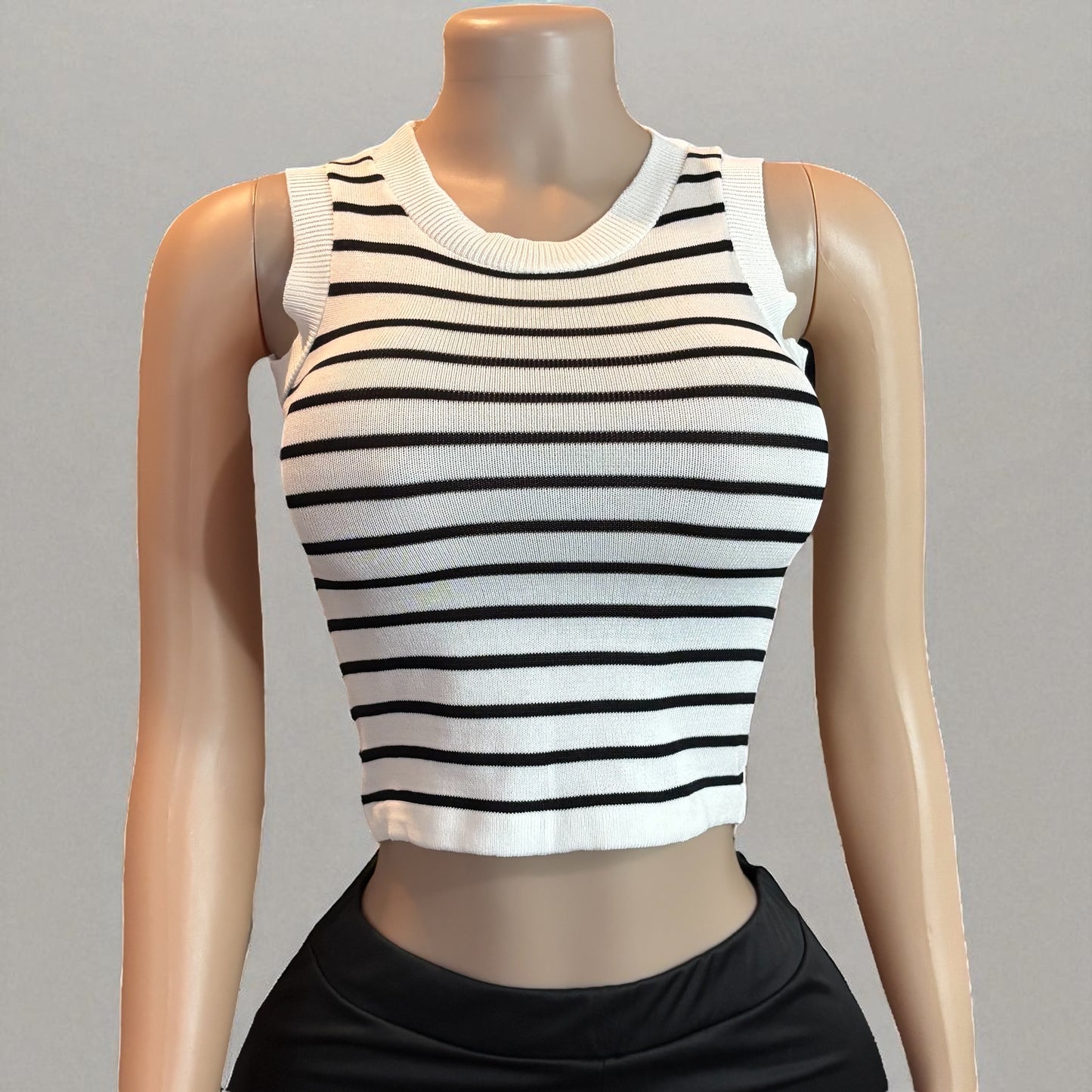 Striped Sleeveless Knitted Base Shirt