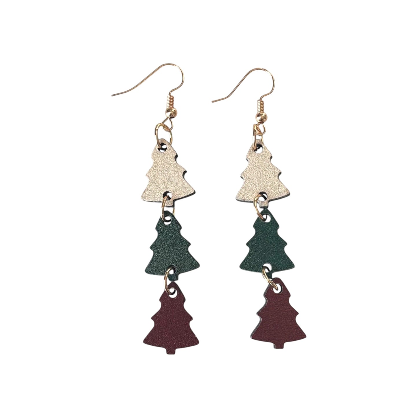 Christmas Tree Wood Dangle Earrings