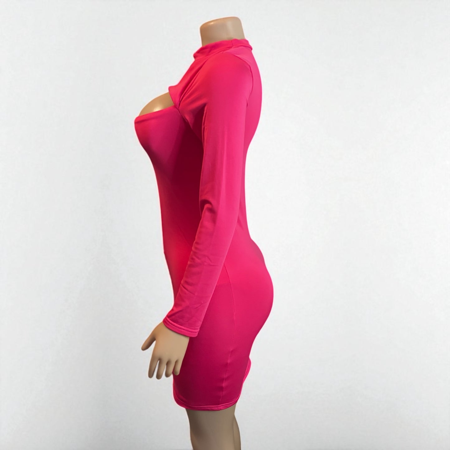 Solid Pink Cut Out Mini Dress