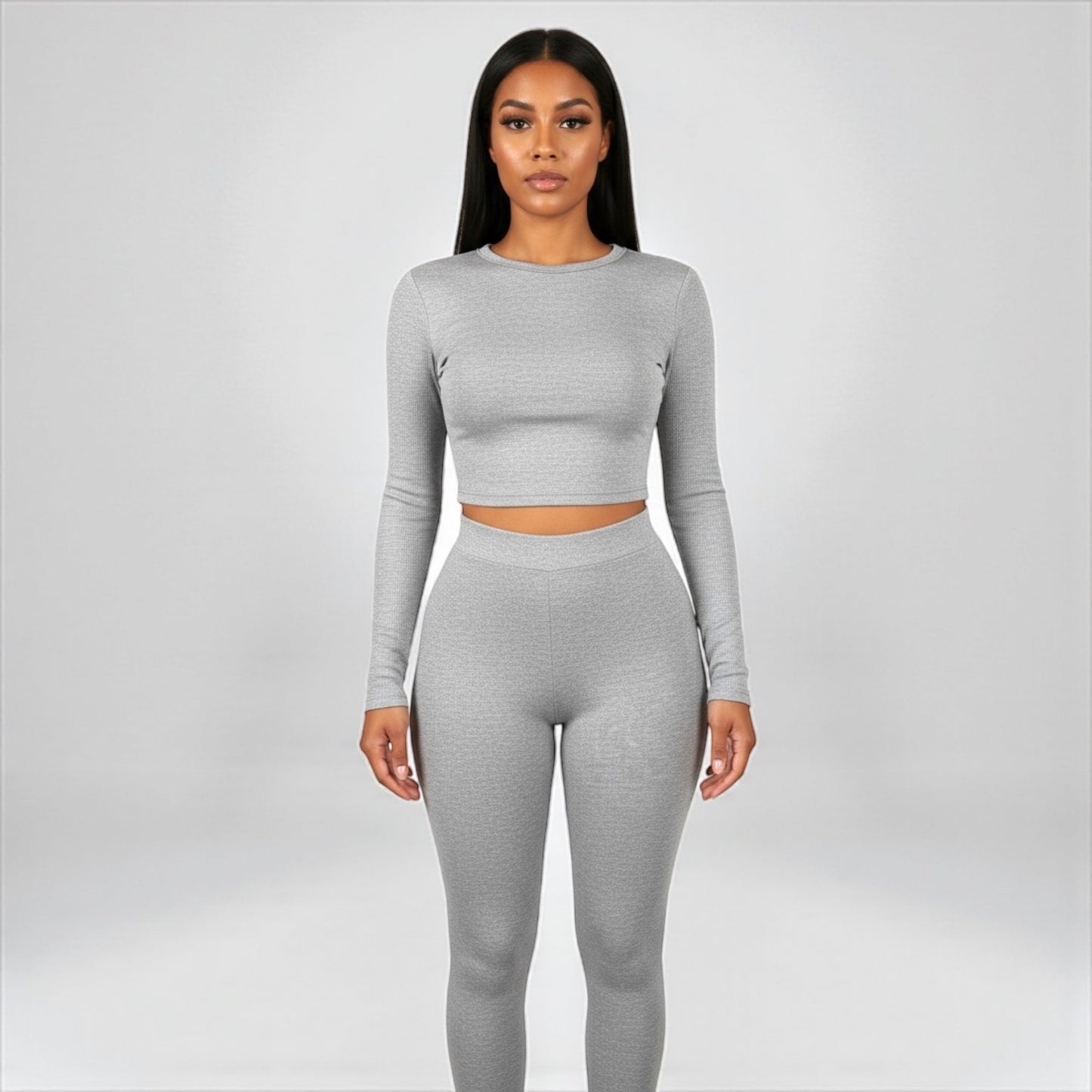 2 Piece Top and Long Pant Gray Set