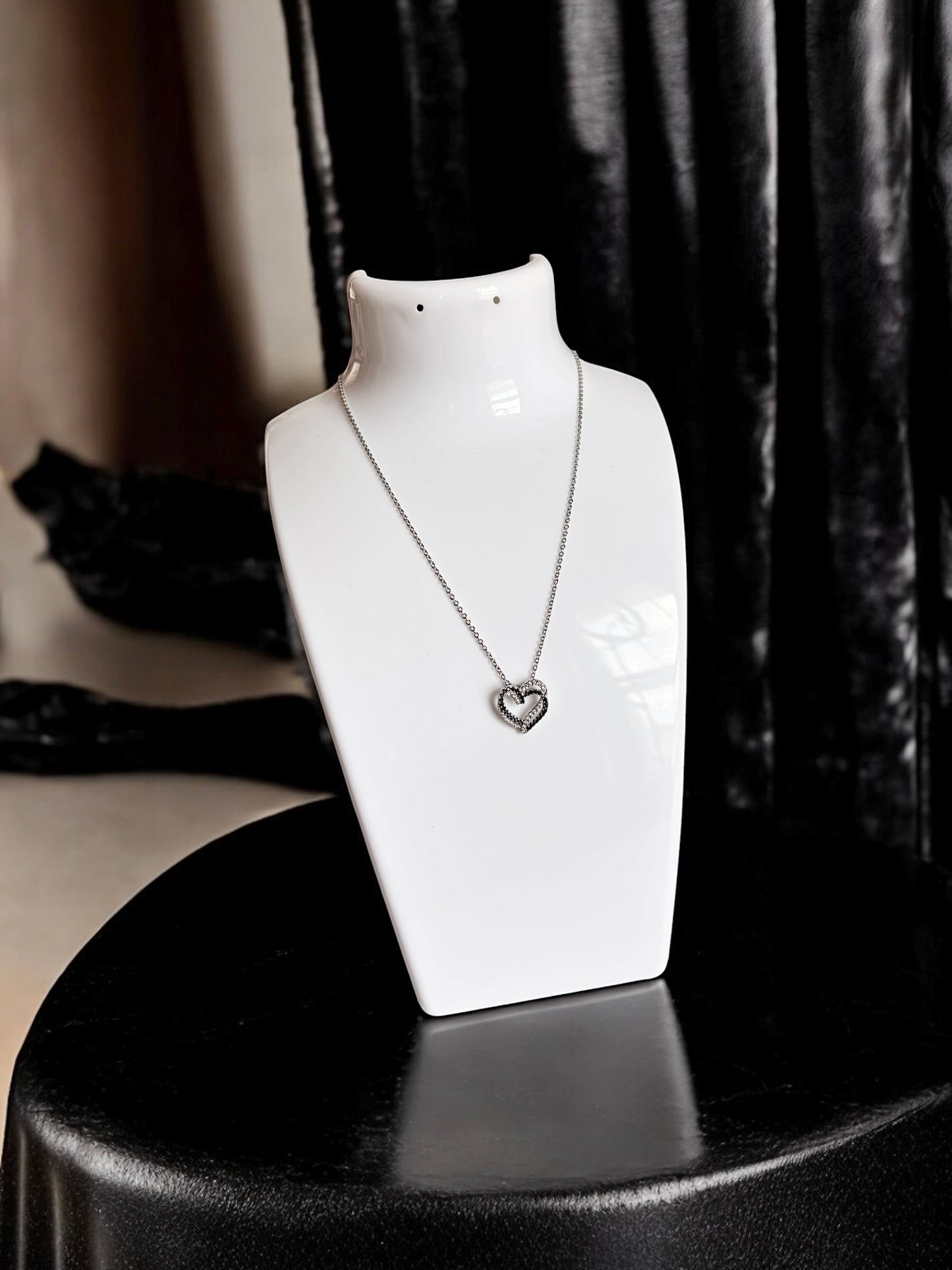Black & White Heart Stone Necklace