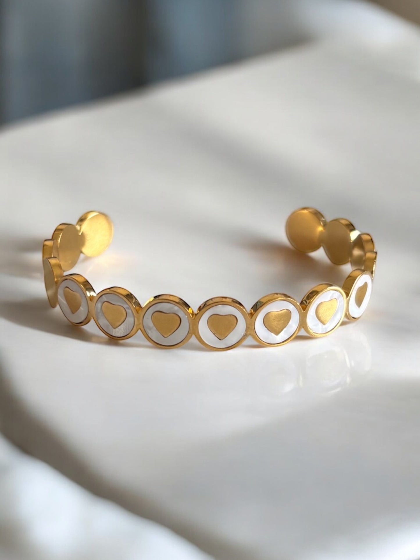 Gold Hearts Stainless Steel Cuff
