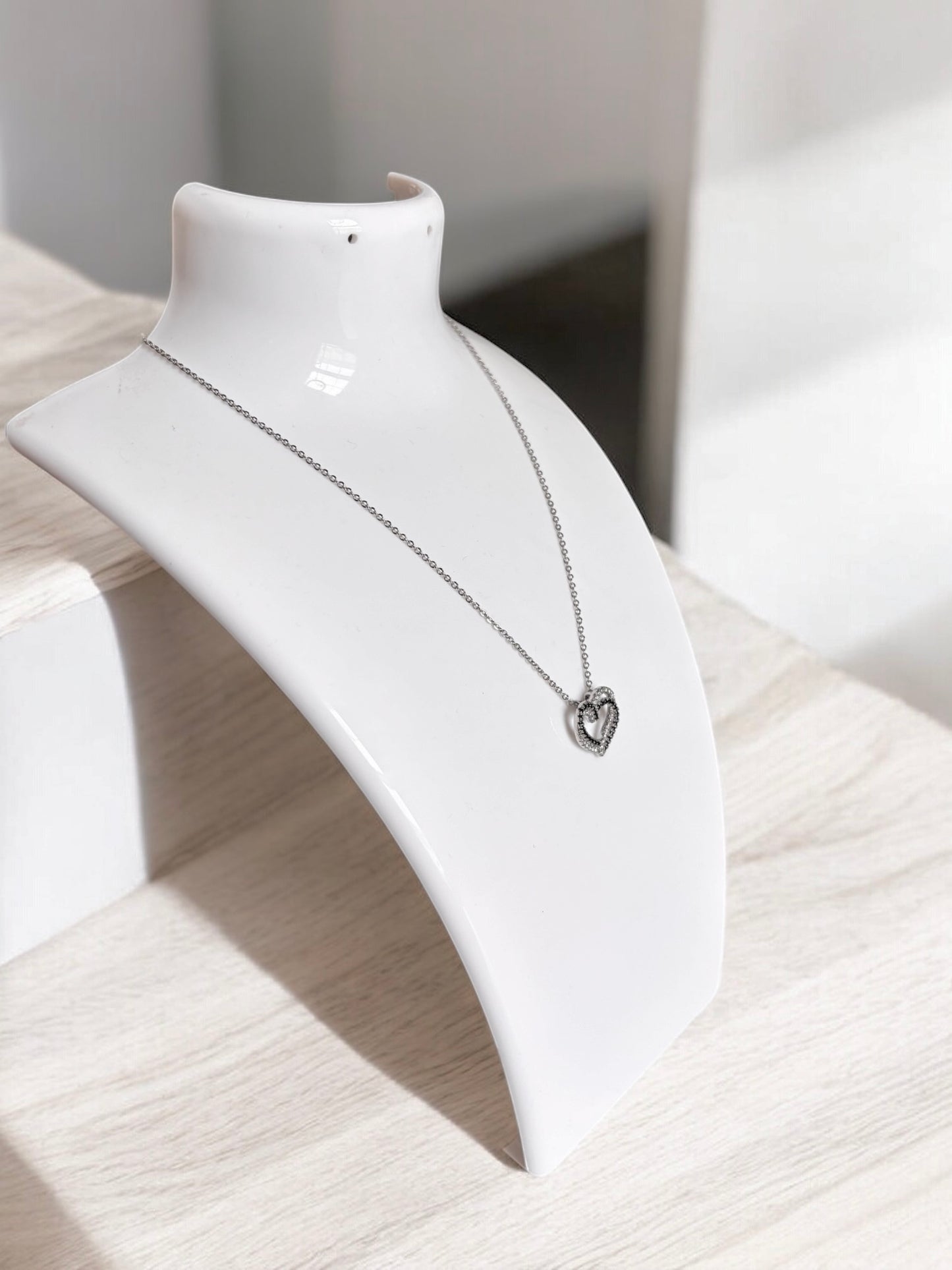 Black & White Heart Stone Necklace