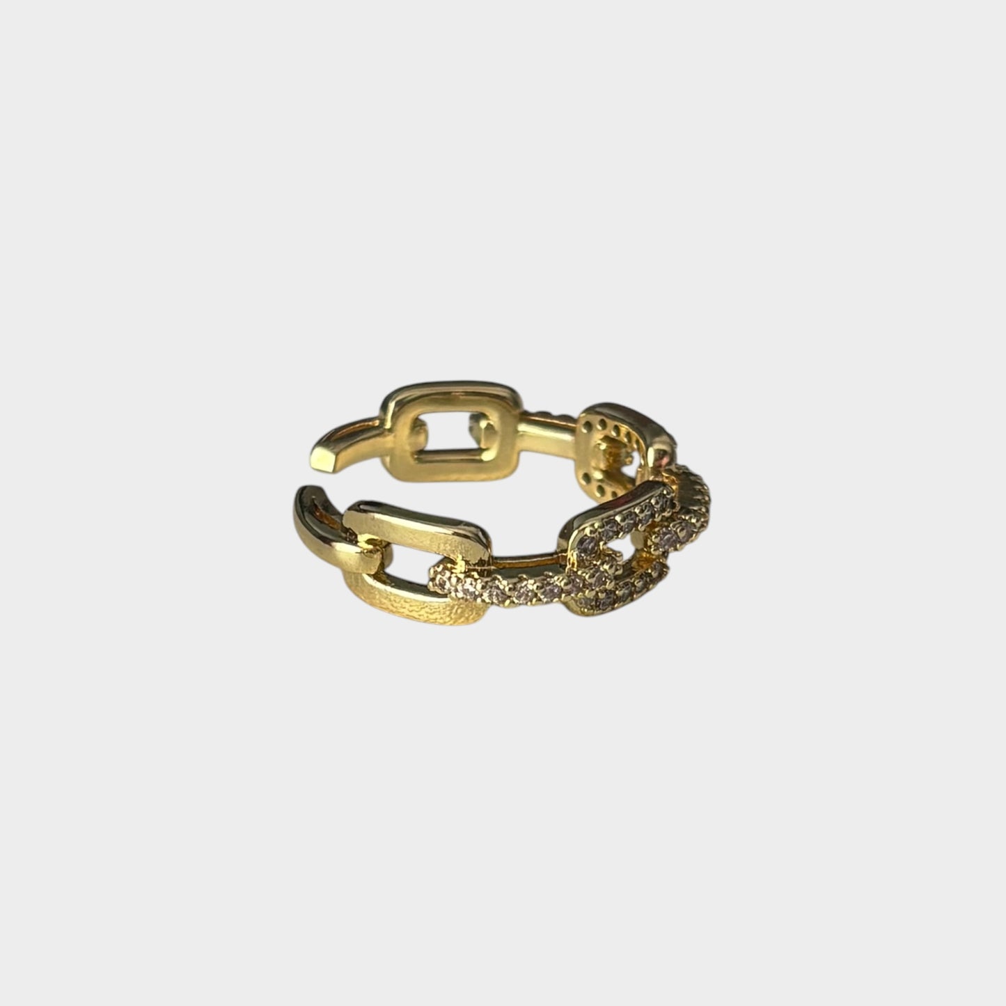 Gold & Crystal Adjustable Chain Ring