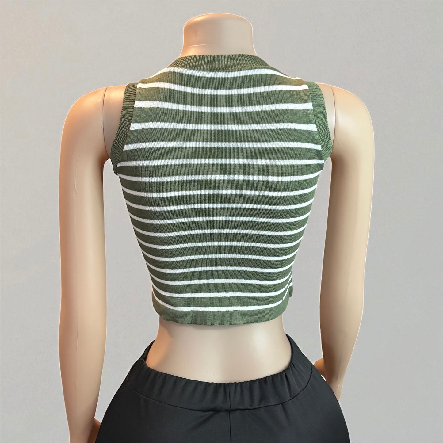 Striped Sleeveless Knitted Base Shirt