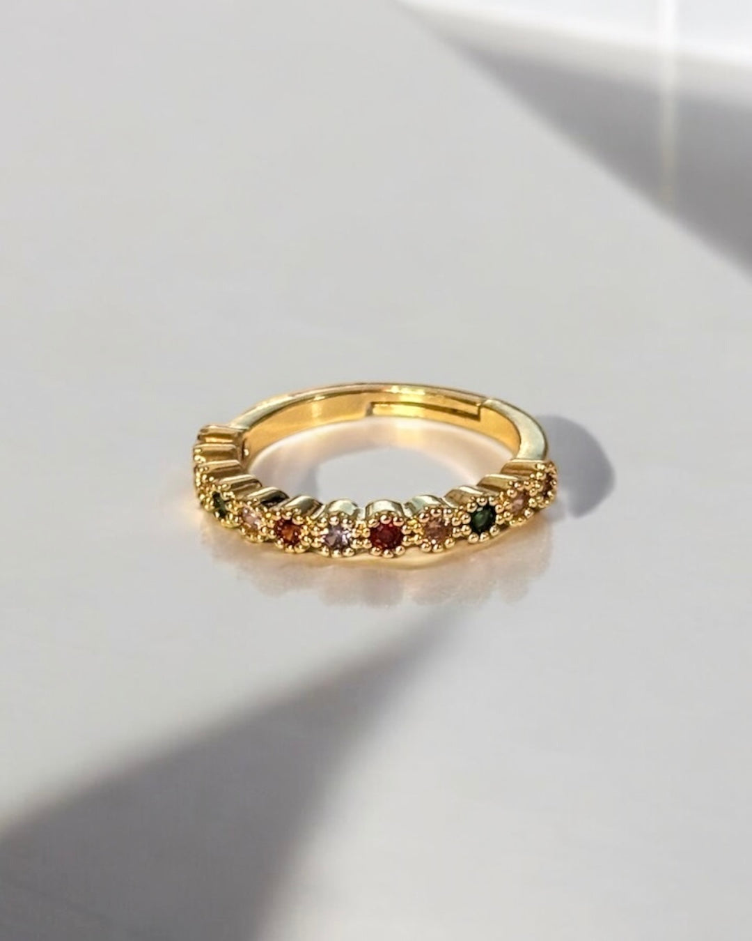 Colorful Adjustable Gold Ring
