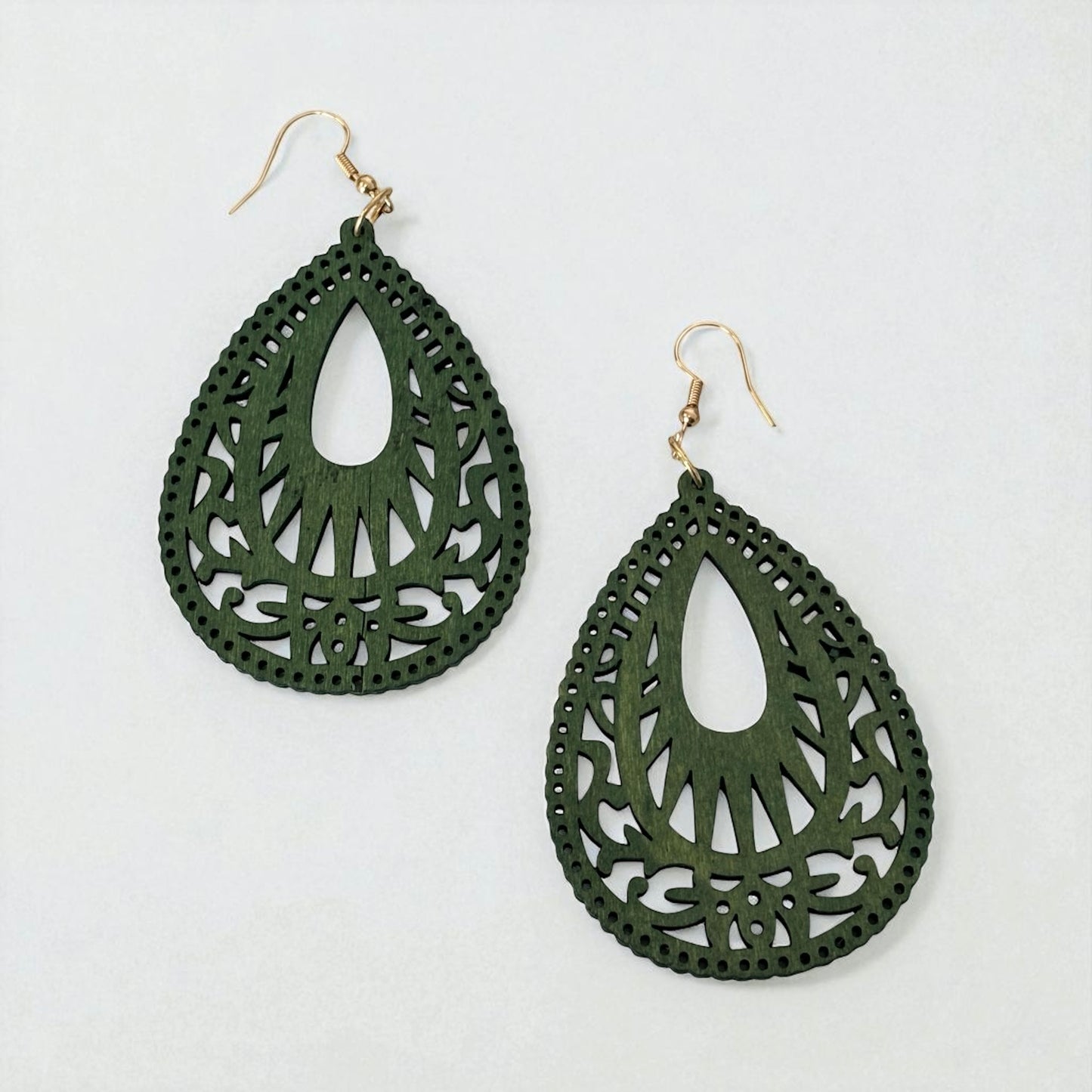Wood Hollow Out Drop Earrings