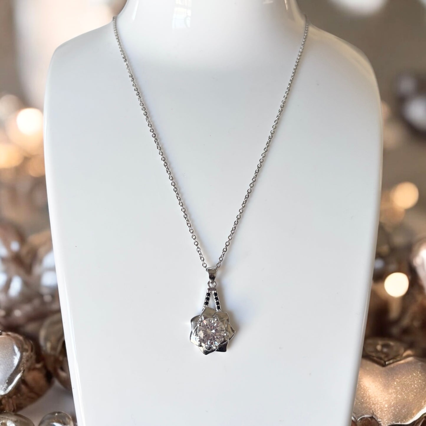 Flower Silver Elegant Women Silver Sterling Necklace