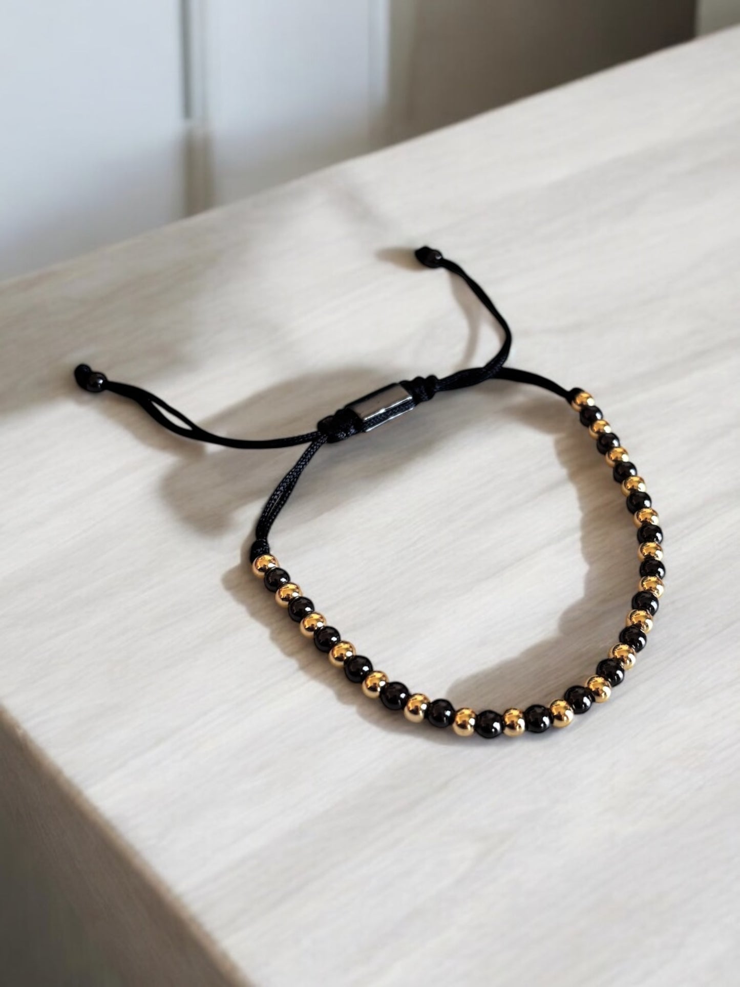 Pulsera clásica unisex ajustable de cuentas de cobre de 4 mm