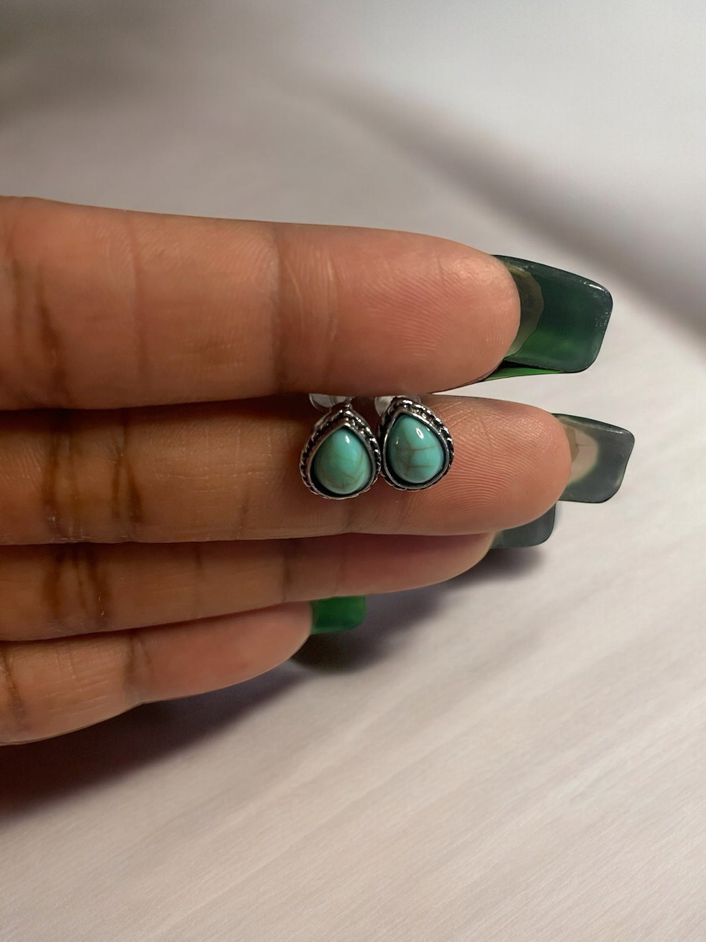 Classic Green Stone Small Earring