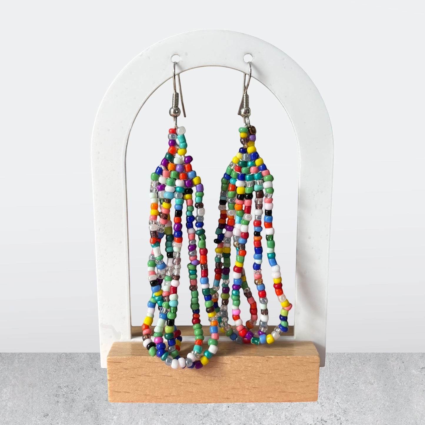Geometric Beaded Dangle Earrings