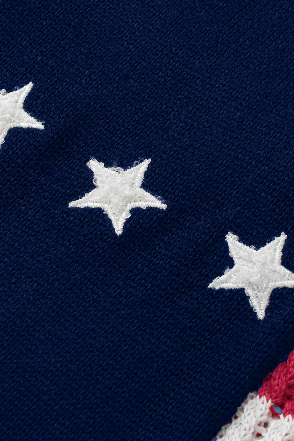 Camiseta de punto con estampado de bandera de estrellas y rayas rojas