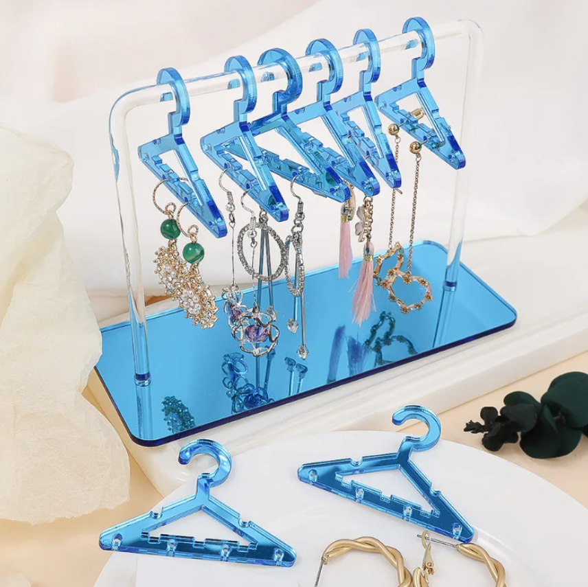 8 Pcs Blue Hanger Shaped Earrings Display