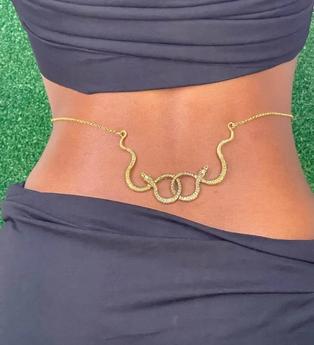 Cadena corporal de cintura con serpiente doble de 2 piezas