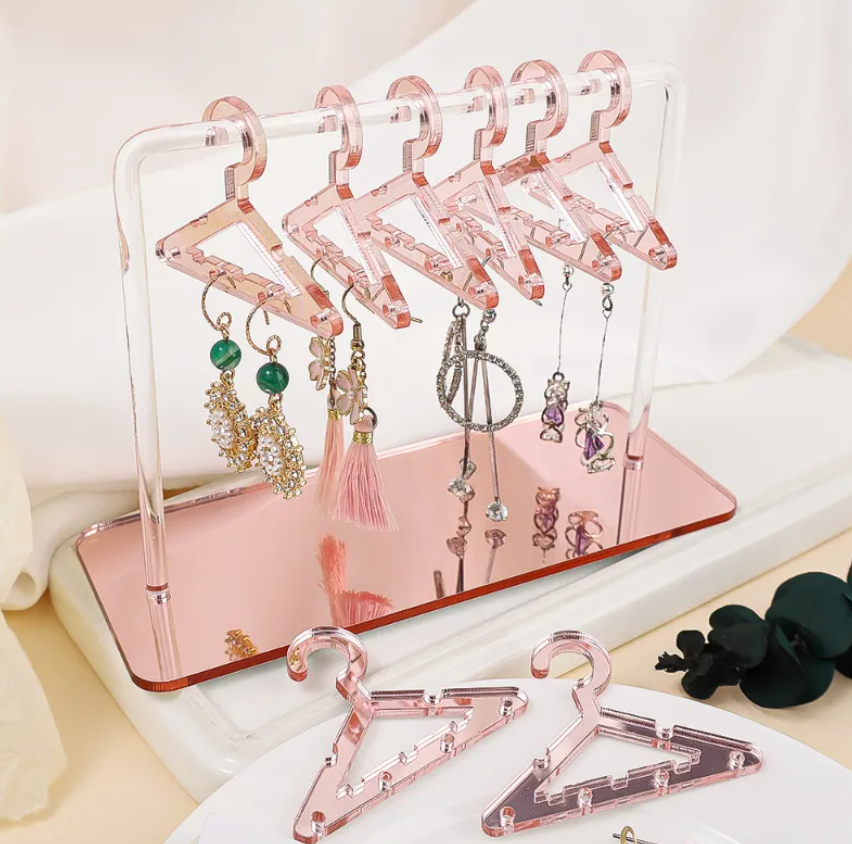 7 Pc Pink Hanger Shaped Earrings Display