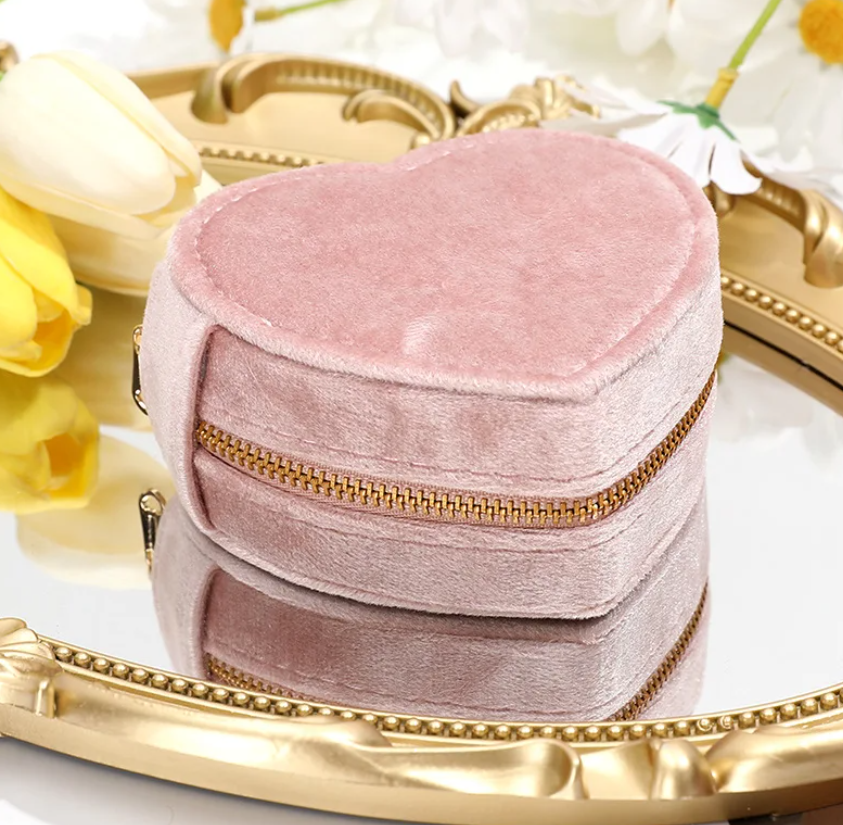 Heart Shaped Velvet Jewelry Box