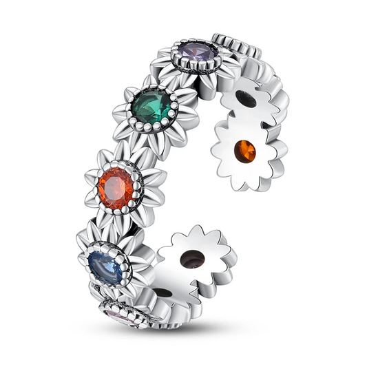 Floral Adjustable Colorful Ring