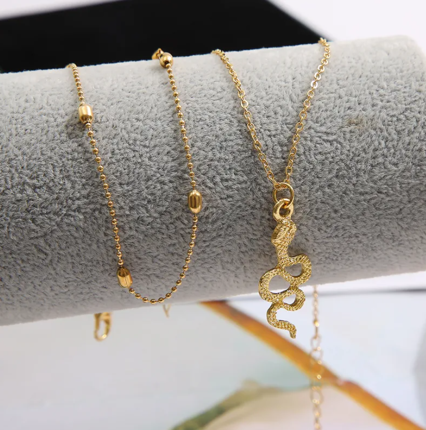 Snake 2 Piece Gold Anklets