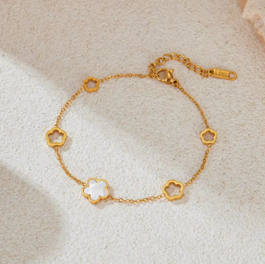 Stainless Steel Flower Bracelet