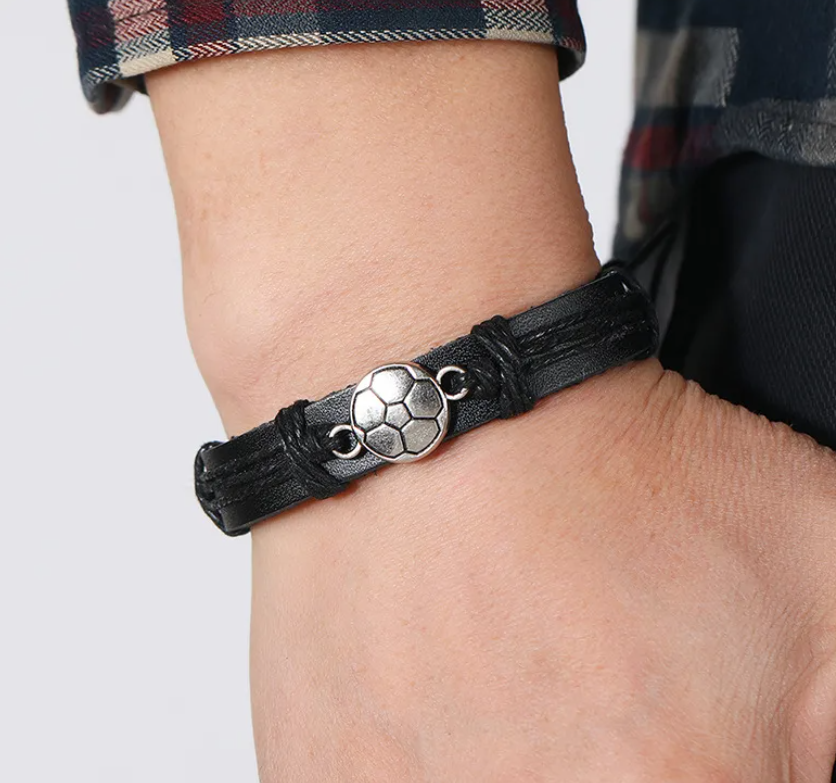 Pu Leather Soccer Men Bracelets