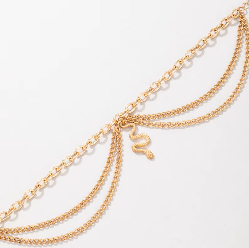 Gold Snake Multilayer Ankle Bracelet