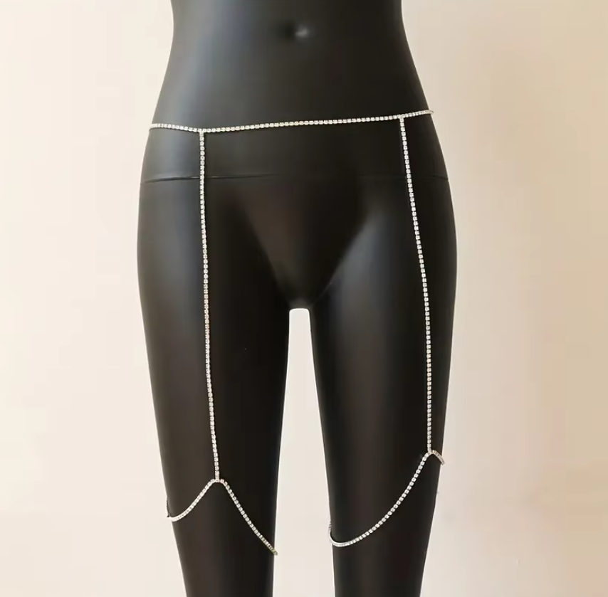 Crystal Silver Thigh Leg Body Chain