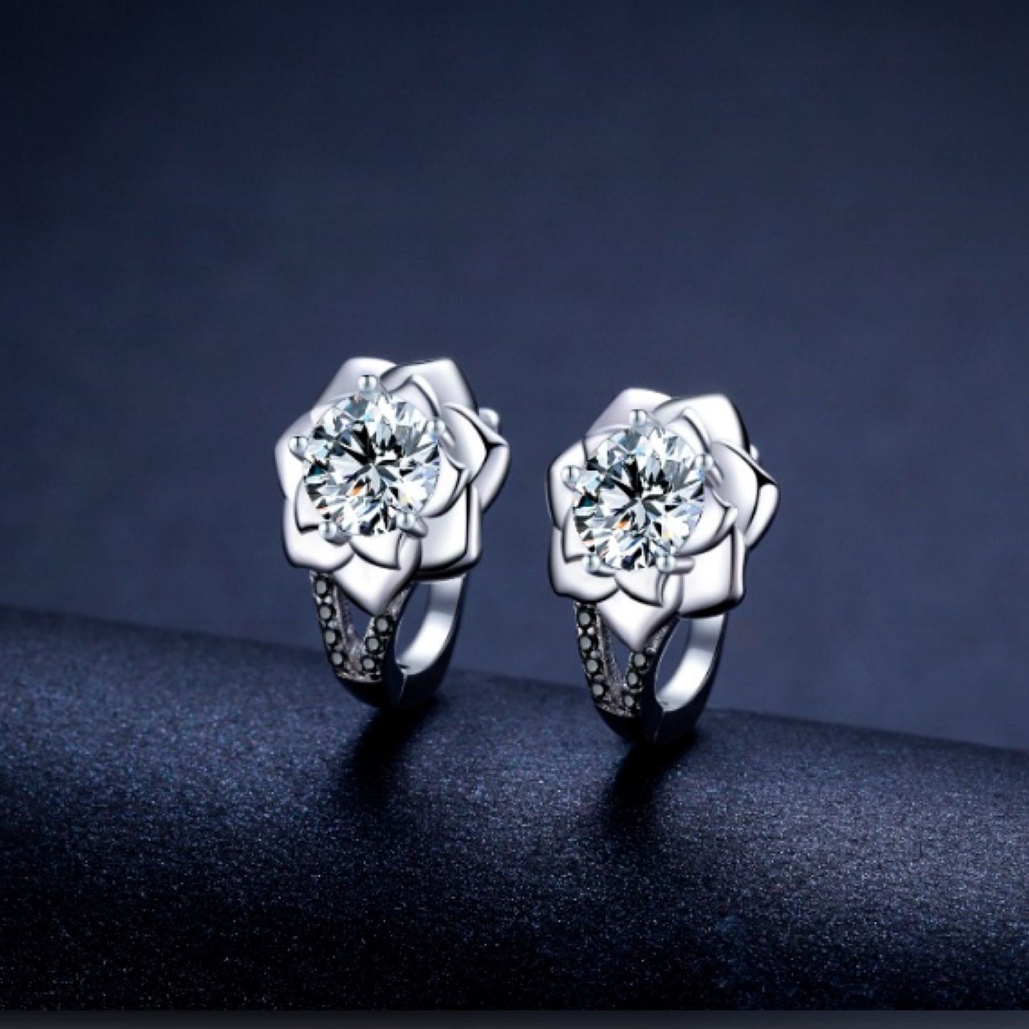 925 Sterling Silver Floral Hoop Earrings
