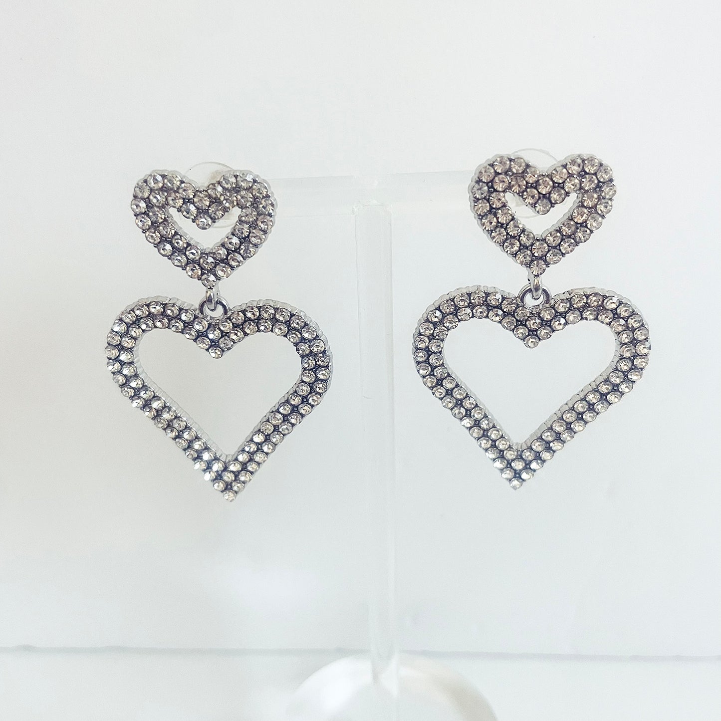 Crystal Double Heart Women Earrings