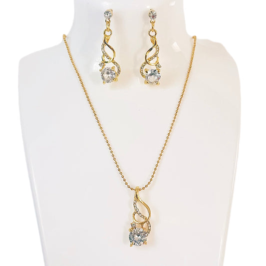CZ Crystal Women Gold Jewelry Sets