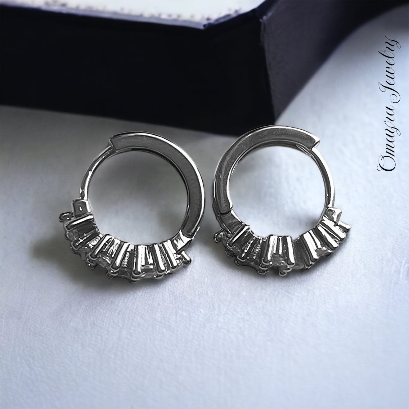 Silver Crystal Hoop Earring