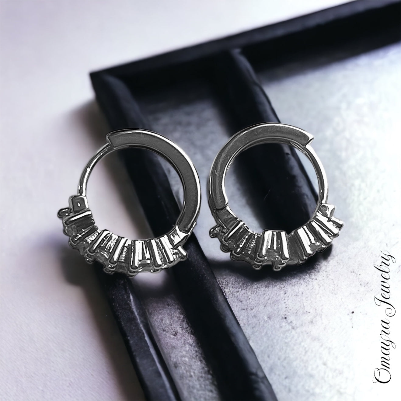 Silver Crystal Hoop Earring