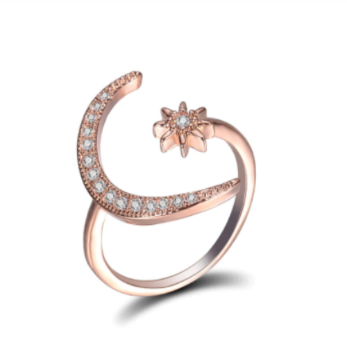 Moon Star Dazzling Open Finger Ring