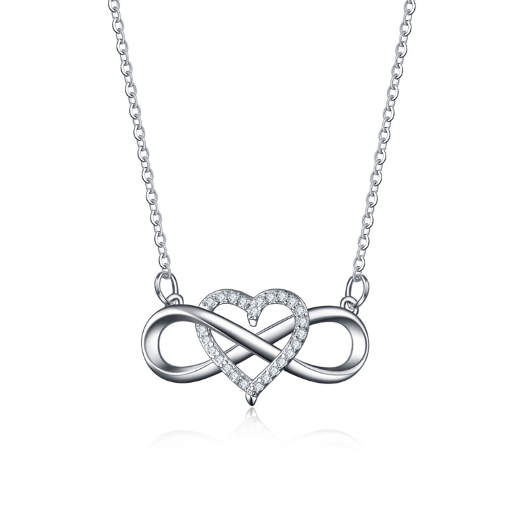 Collar romántico de plata con el infinito y el amor eterno
