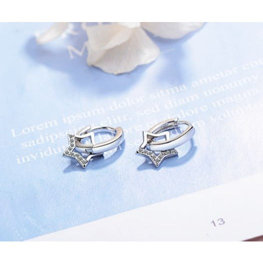 Star Pendant Small Hoop Earrings