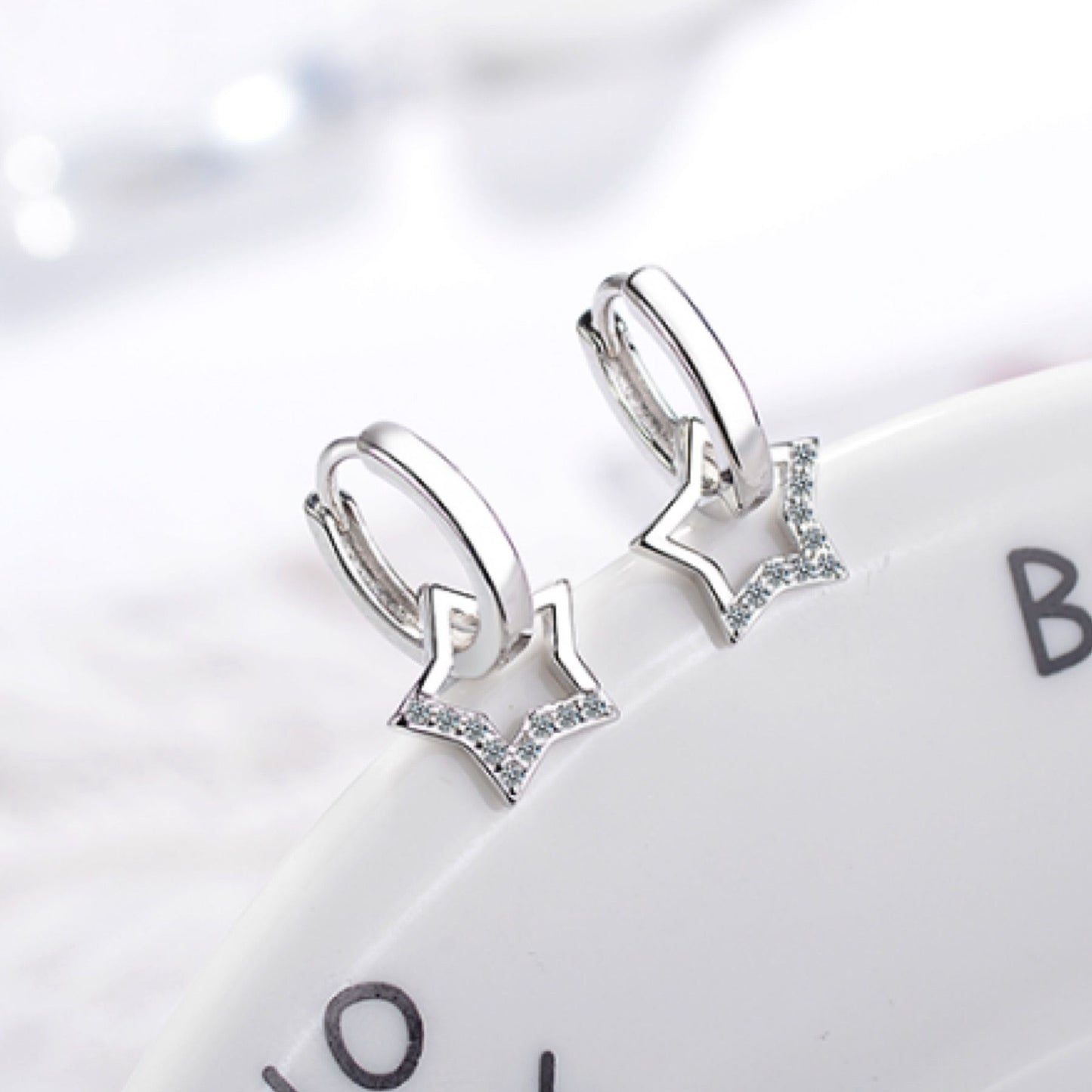Star Pendant Small Hoop Earrings