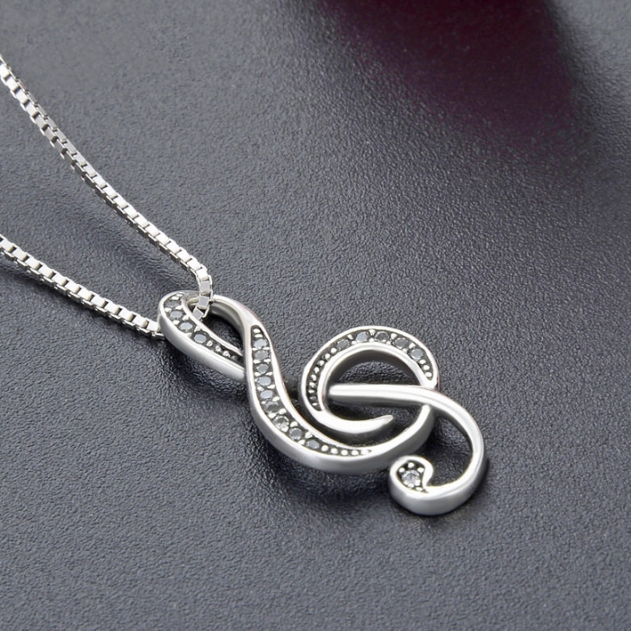 Musical Note Silver Necklace