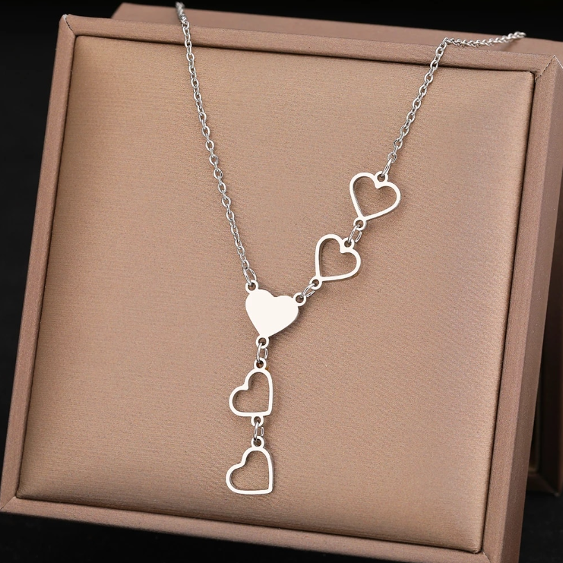 Hearts Pendant Charm Necklace