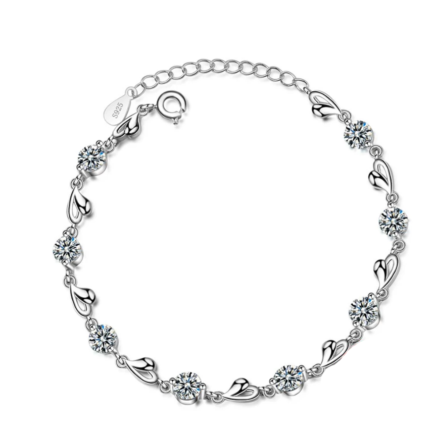 Pulseras de plata de ley con forma de corazón