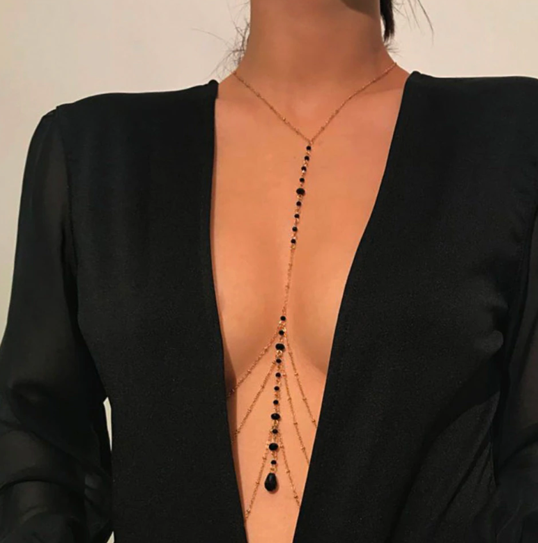 Collar elegante con cadena para el cuerpo y el vientre