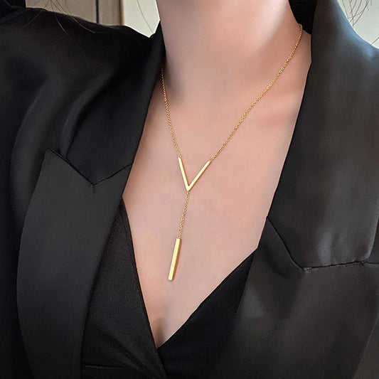 V Shape Women Gold Necklace