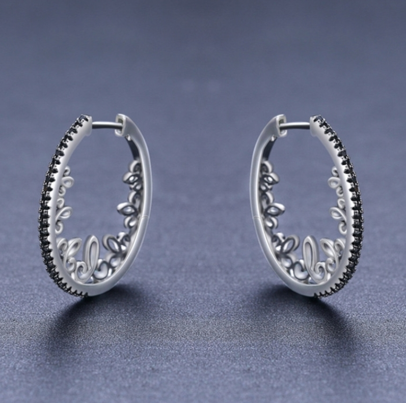 Oval Hoop Silver Earrings