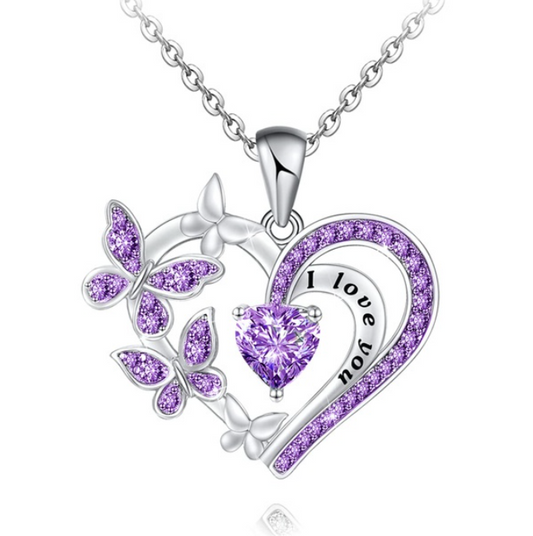 Heart Butterfly Pendant Necklace