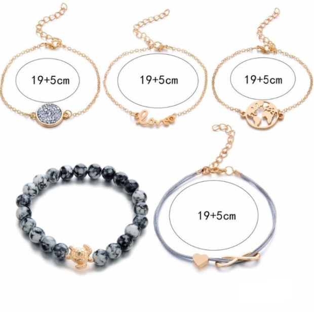 Conjuntos de pulseras con dijes de tortugas bohemias