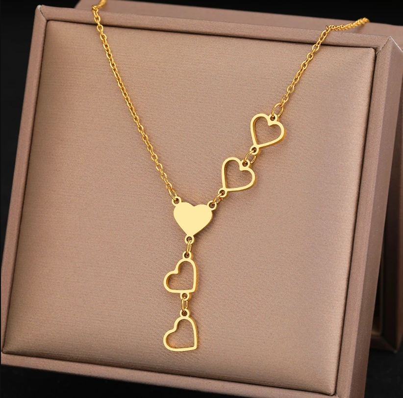 Hearts Pendant Charm Necklace